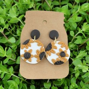 Sunflower Clay Dangle Earrings